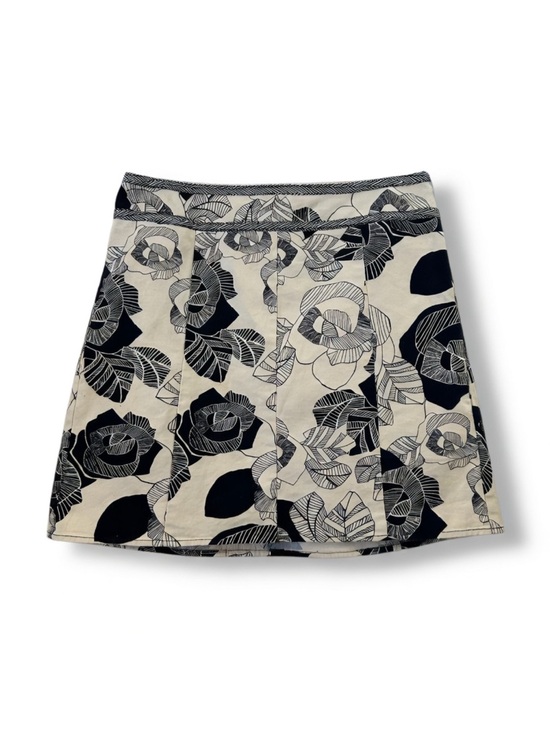LOFT Dresses & Skirts - LOFT Black and Cream Floral A-Line Stretch Cotton Skirt Sz 14